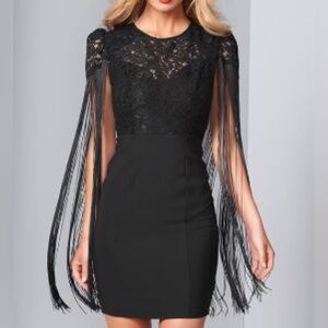Venus Black Lace Fringe Dress
